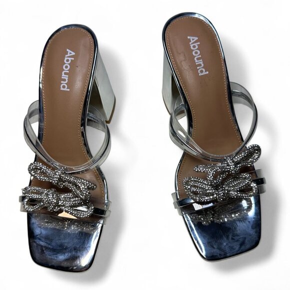 ABOUND Kitch Rhinestone Block Heel Sandal, Silver Metallic, Size 8, NWOB - Picture 7 of 14